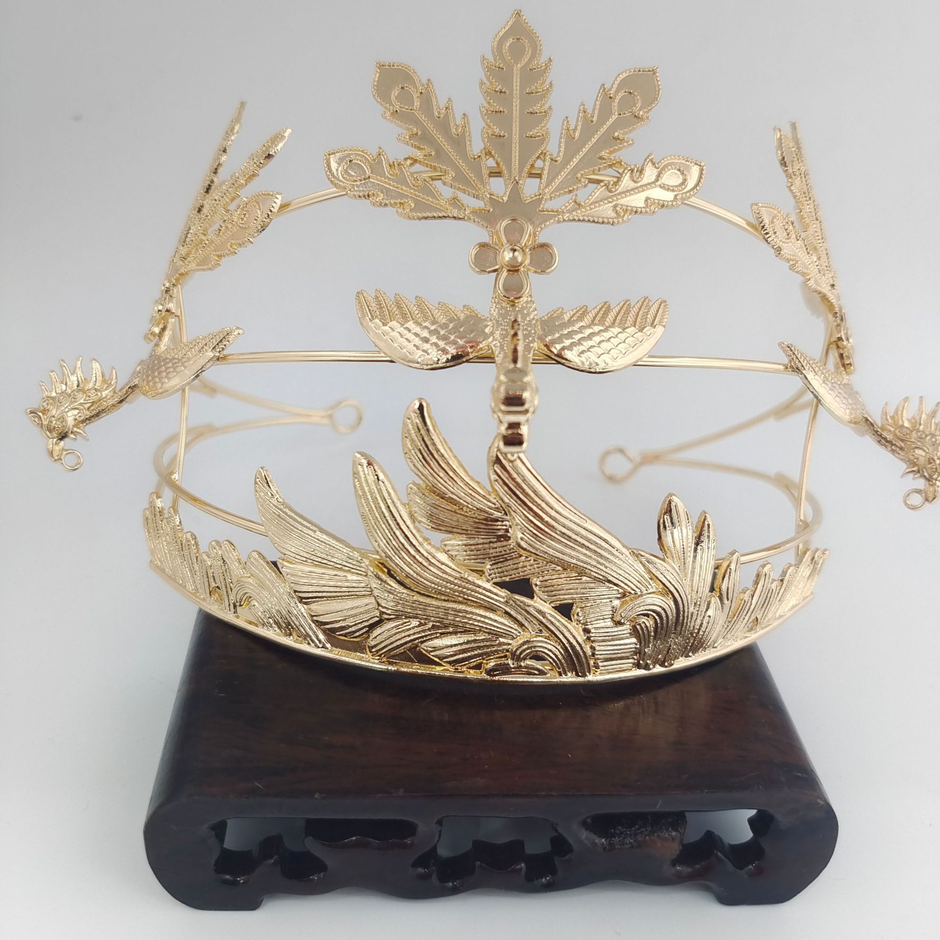 英亿饰品diy凤凰发冠 古风头饰凤凰冠 合金加铜箍三凤冠发冠