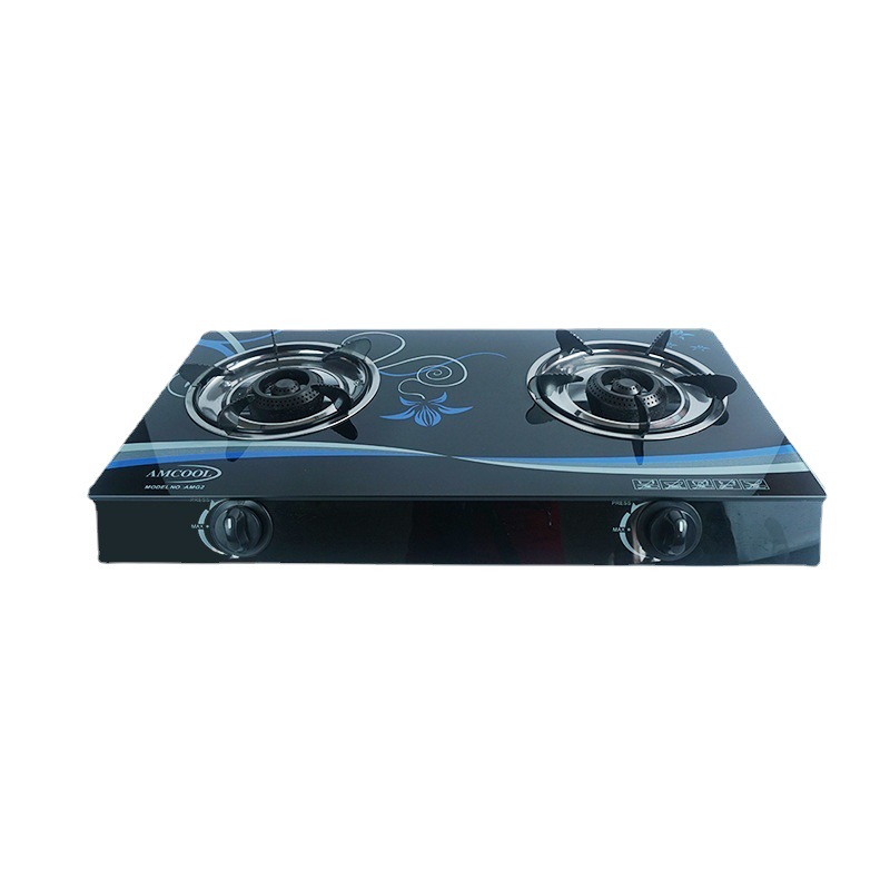 Glass Stove Double Stove Desktop Stove Type Natural Gas Glass Double Stove Gas Stove Household Kitchen Export Factory Supply