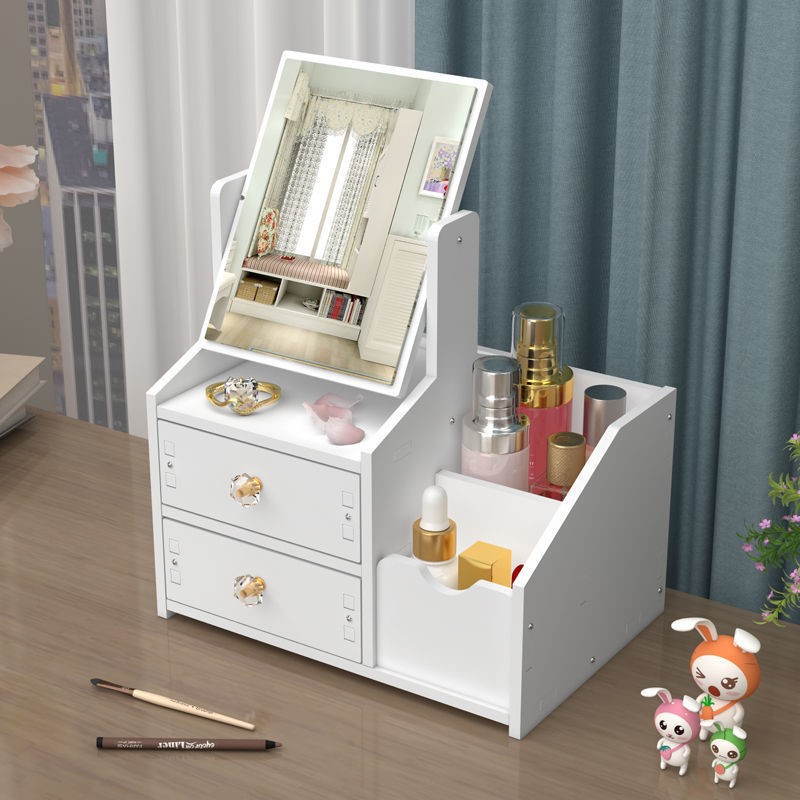 Wholesale Makeup Mirror Drawer Jewelry Box Skin Care Products Lipstick Shelf Desktop Facial Mask Cosmetics Storage Box