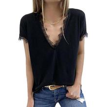 .2023 New Women T-Shirt V Neck Breathable Short Sleeve Women