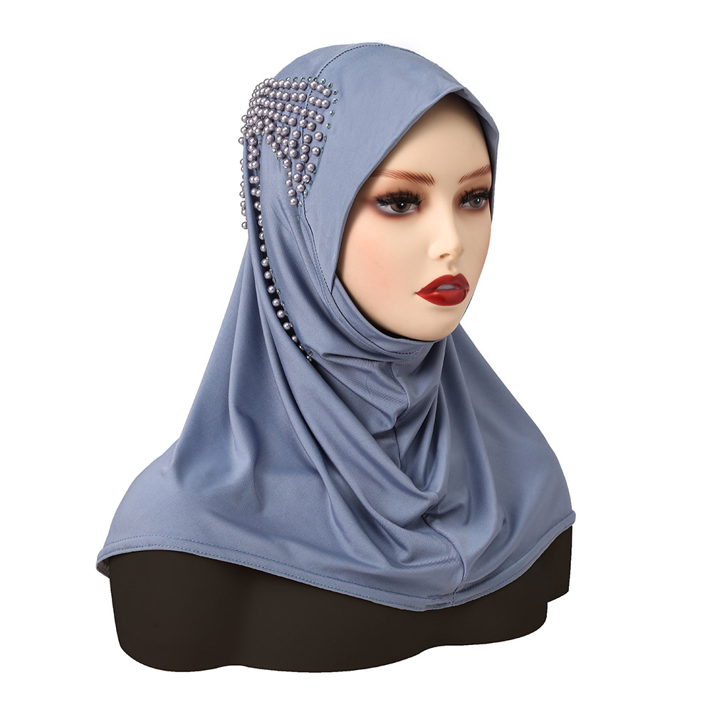 solid color nail pearl butterfly bag chin convenient headscarf malay indonesia bottoming hood instant hijab