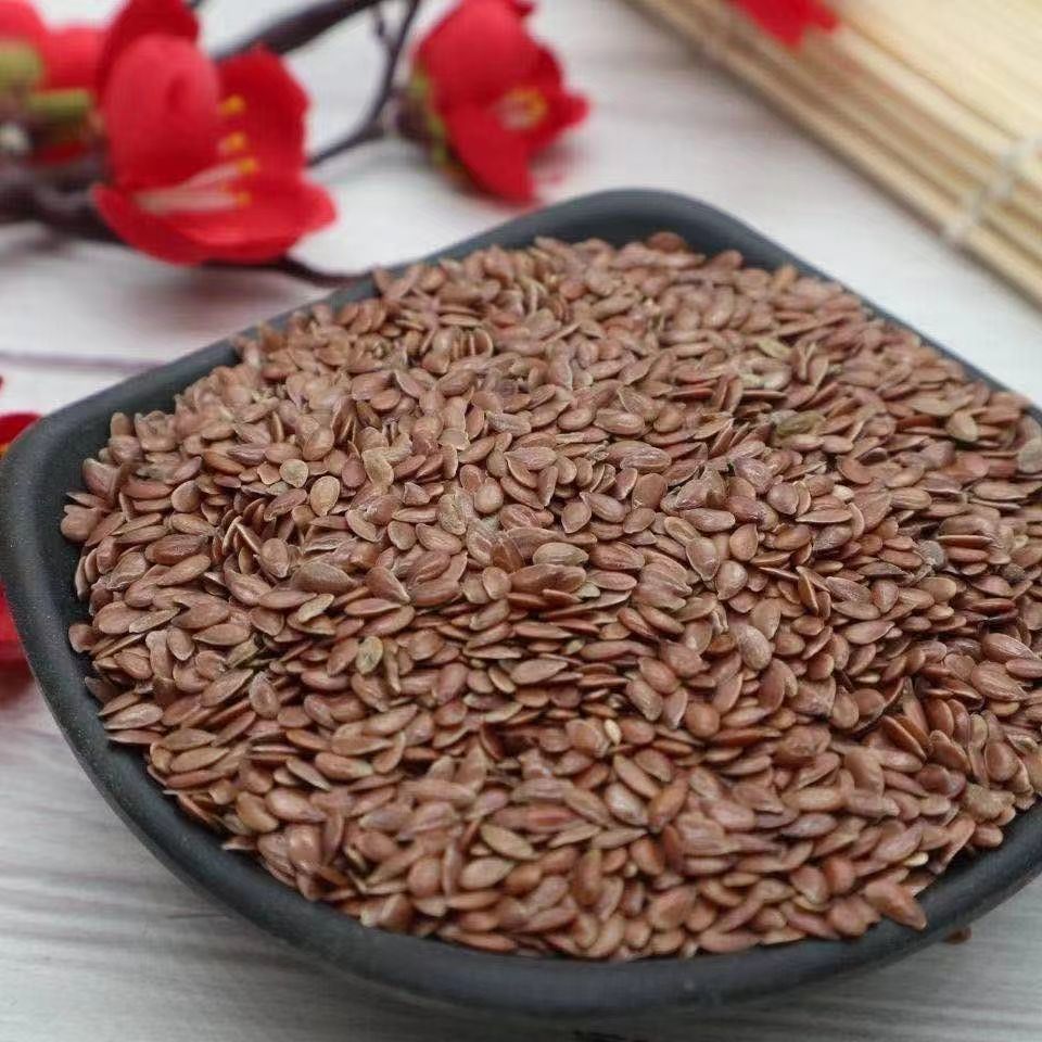 棕色亚麻籽批发内蒙古正宗可吃胡麻籽褐色熟亚麻籽即食可榨油500g