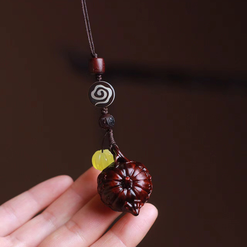 小叶紫檀把把壶手机链文玩手把件工艺品钥匙扣木雕小挂件随身盘玩