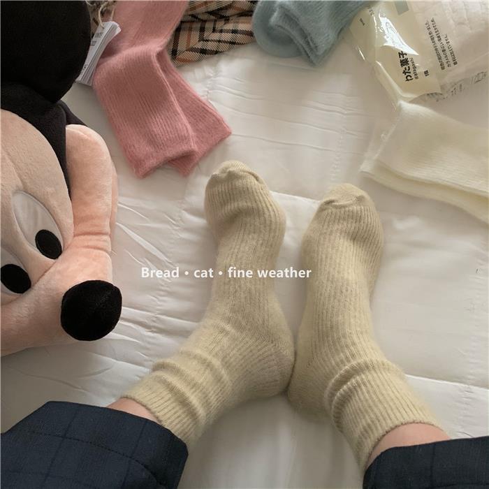 "Your Mom Thinks You Are Cold" Warm Suggest to Stock up a Few More Pairs of Thick Solid Color Brushed Cotton Socks Mid-Calf Women's Socks