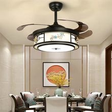 新中式客厅风扇灯家用餐厅隐形吊扇灯中国风客厅大灯带风扇的吊灯