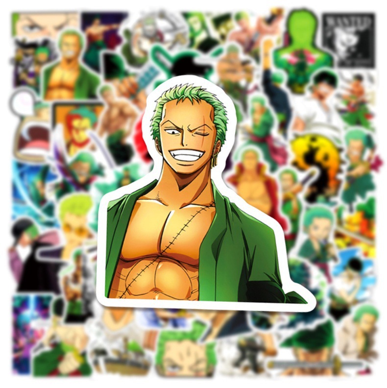 50张海贼王索隆贴纸电脑手机壳行李箱贴画 anime zoro one piece