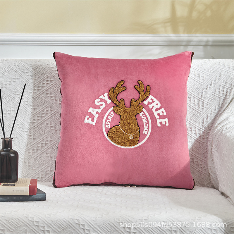 New Style Home Living Room Sofa Pillow Blanket Lucky Deer Cushion Office Cushion Dual-Use Two-in-One Pillow