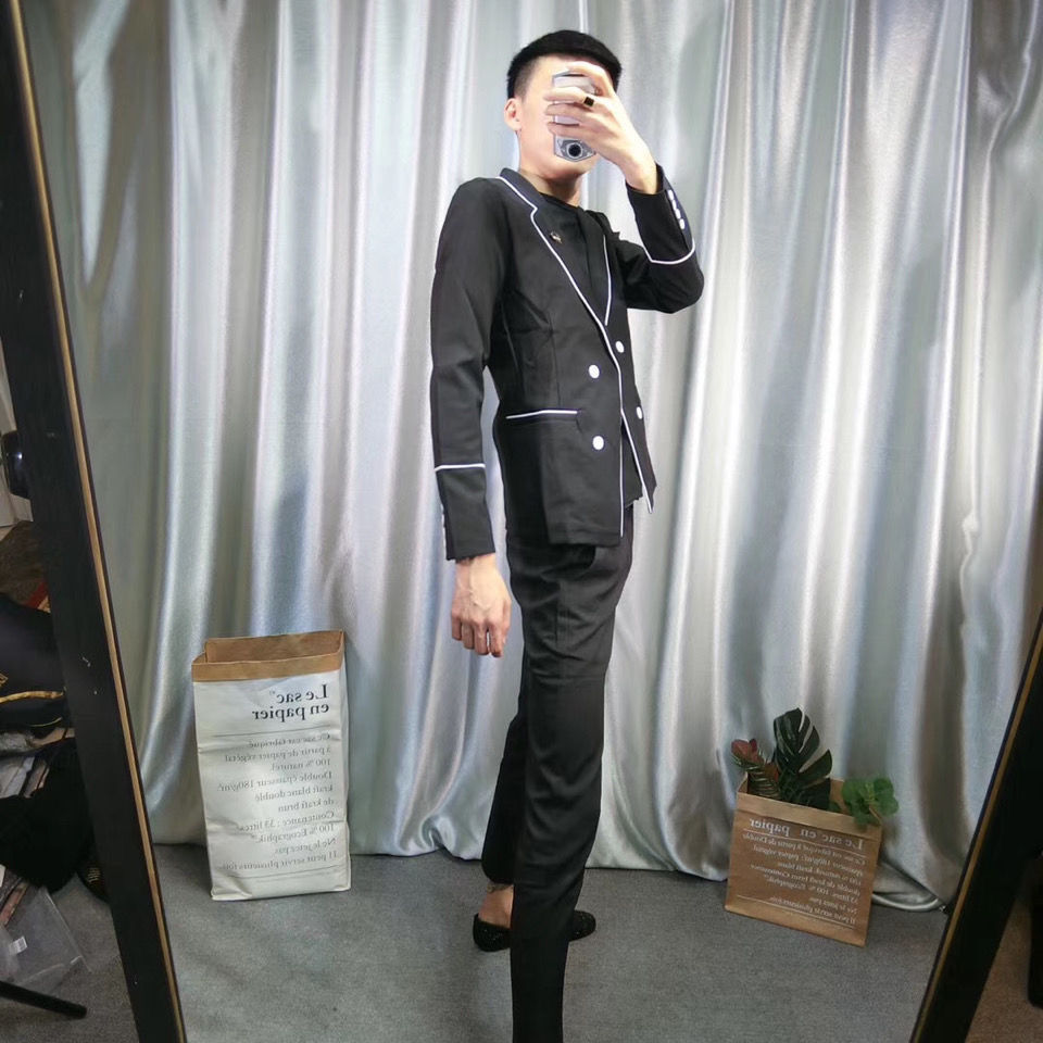 个性小西装男社会精神小伙西服男外套发型师夜场西装套装/单件