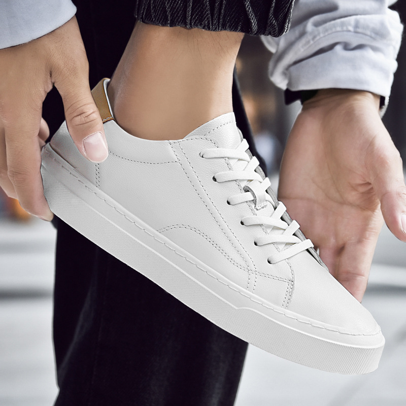 2022新款男鞋 西装皮白鞋春季韩版潮厚底板鞋男休闲鞋子男-阿里巴巴