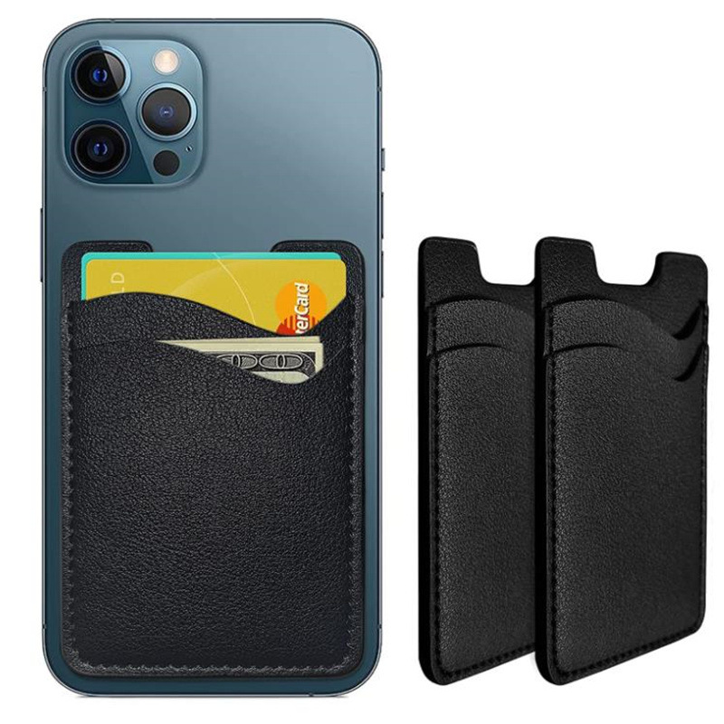 皮革双层口袋手机卡套 手机背面卡夹 插卡手机背贴