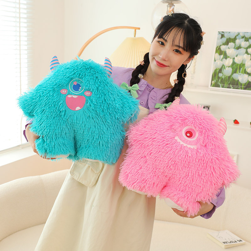 Xiaohongshu Same Style Little Monster Plush Toy Creative New Long-Haired Little Monster Doll Siesta Pillow Wholesale