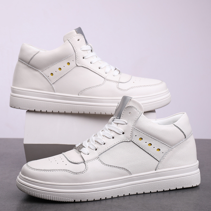 8931男鞋板鞋小白鞋秋冬中帮真皮牛皮面运动鞋大码跨境休闲鞋棉鞋