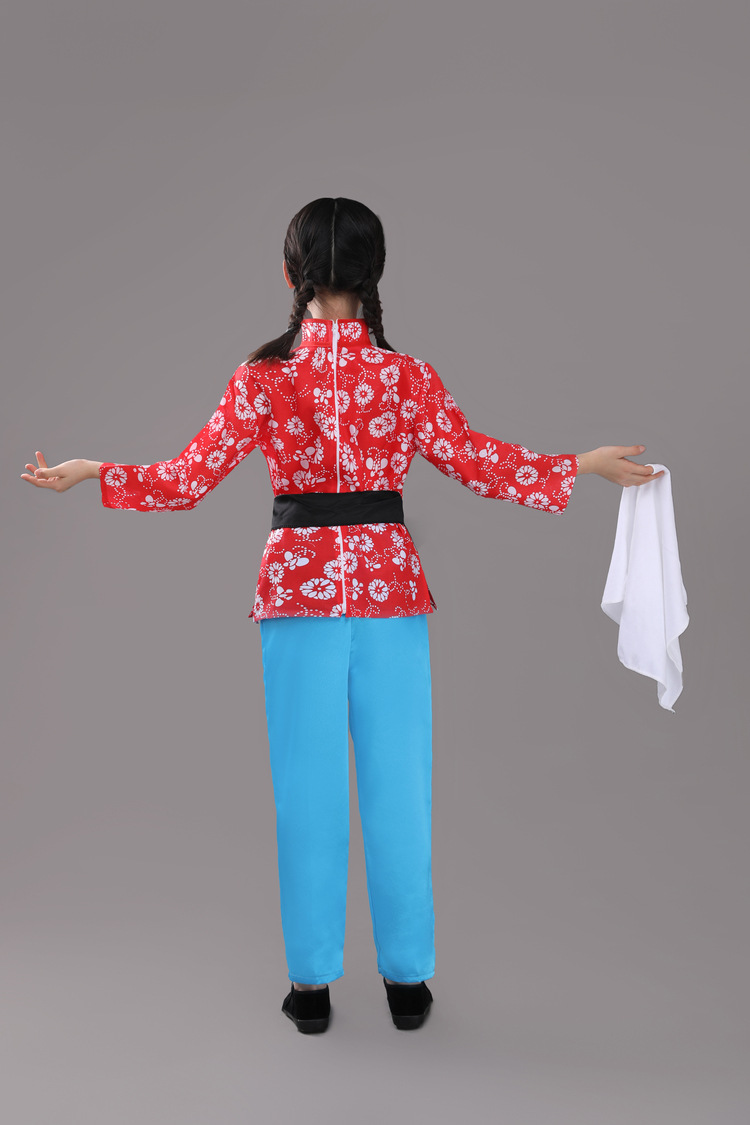 阿庆嫂舞台表演服喜儿服装女童村姑演出服采茶女演出服村民演出服