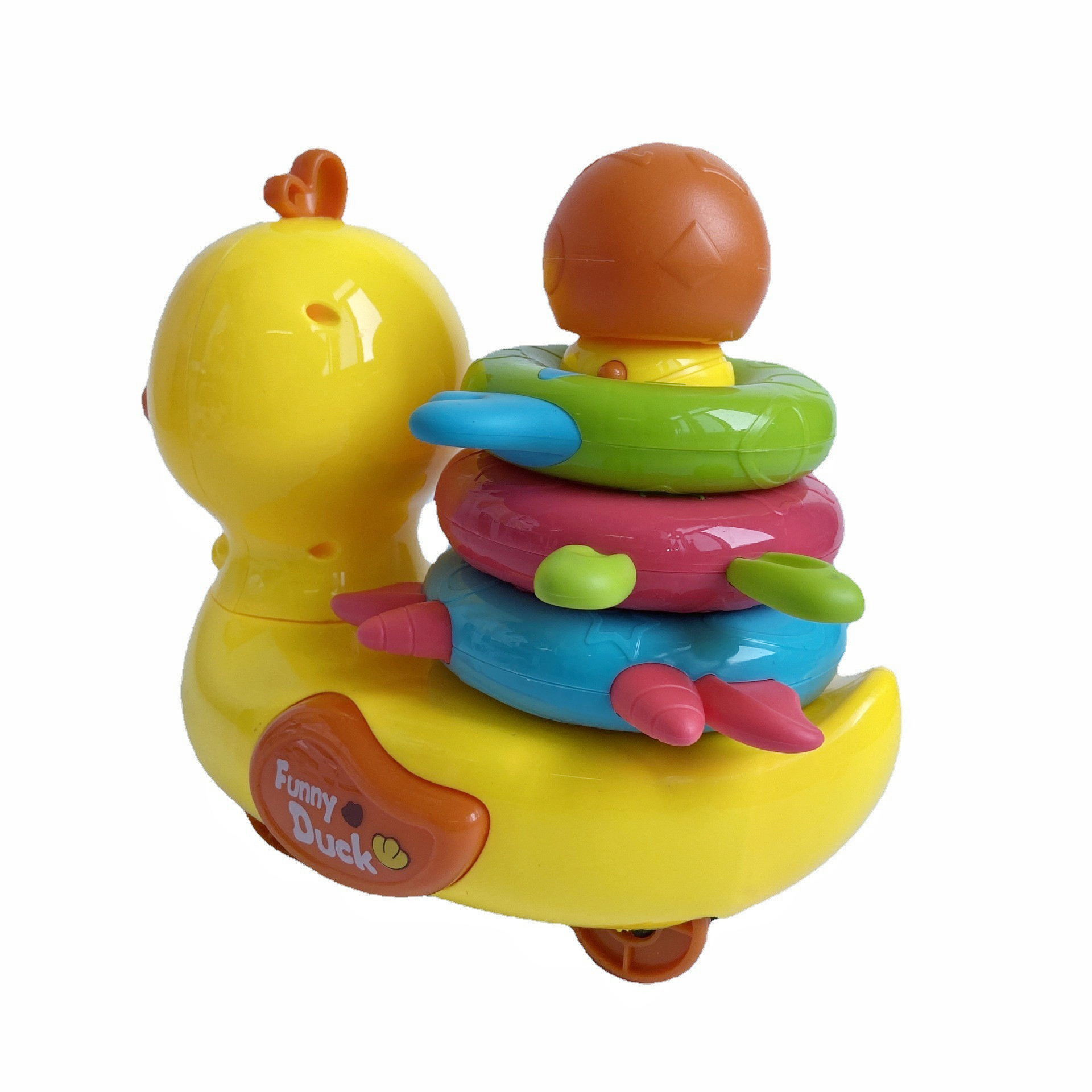 j951-54灯光音乐小黄鸭带牙胶益智套圈圈牵绳万向行驶卡通电动鸭