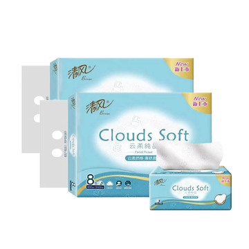 清风br82myr云柔纯品面巾纸3层加厚100抽/包8包/提抽纸2提16包