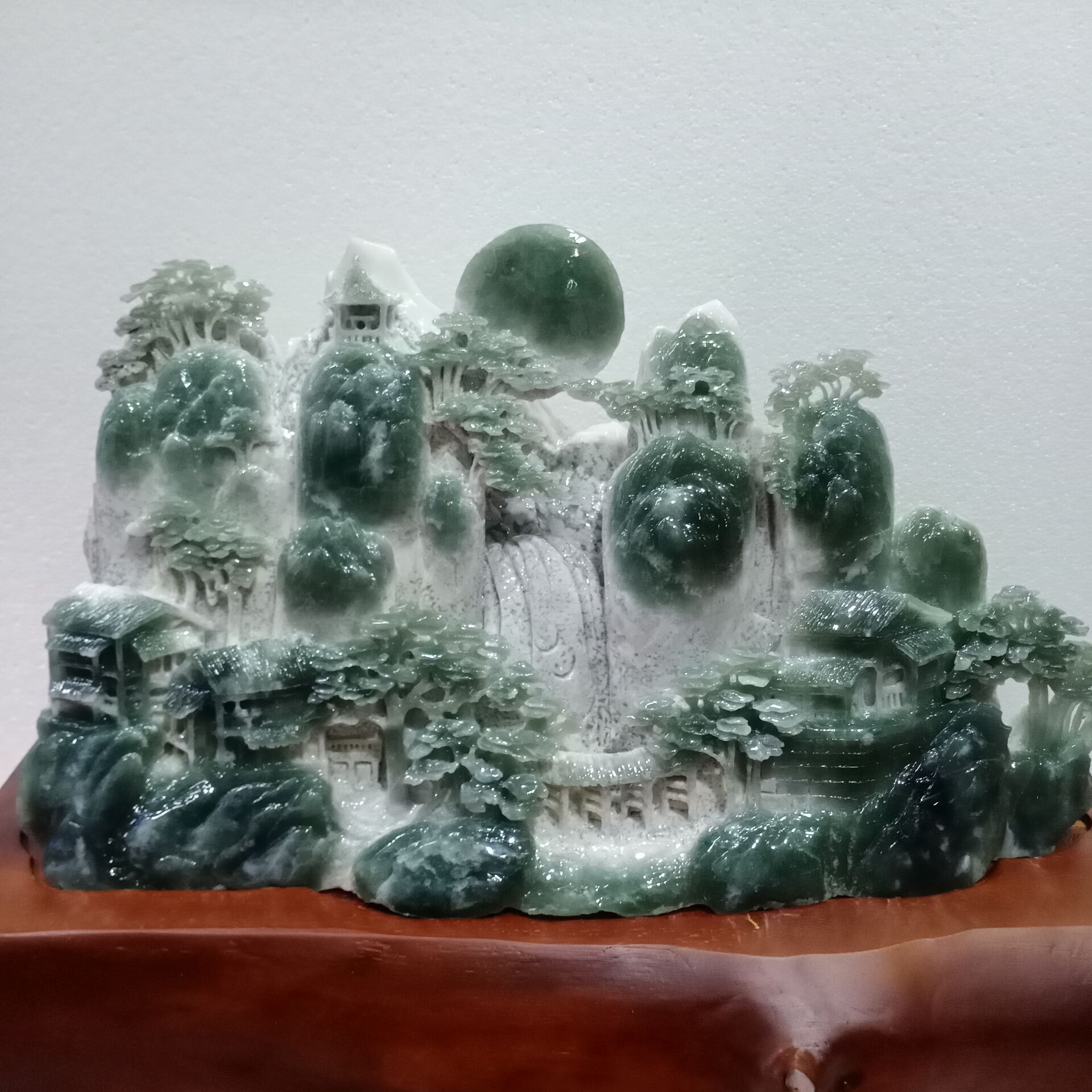 玉石山水摆件家居玄关办公室乔迁批发原石雕刻岫岩快手抖音货源