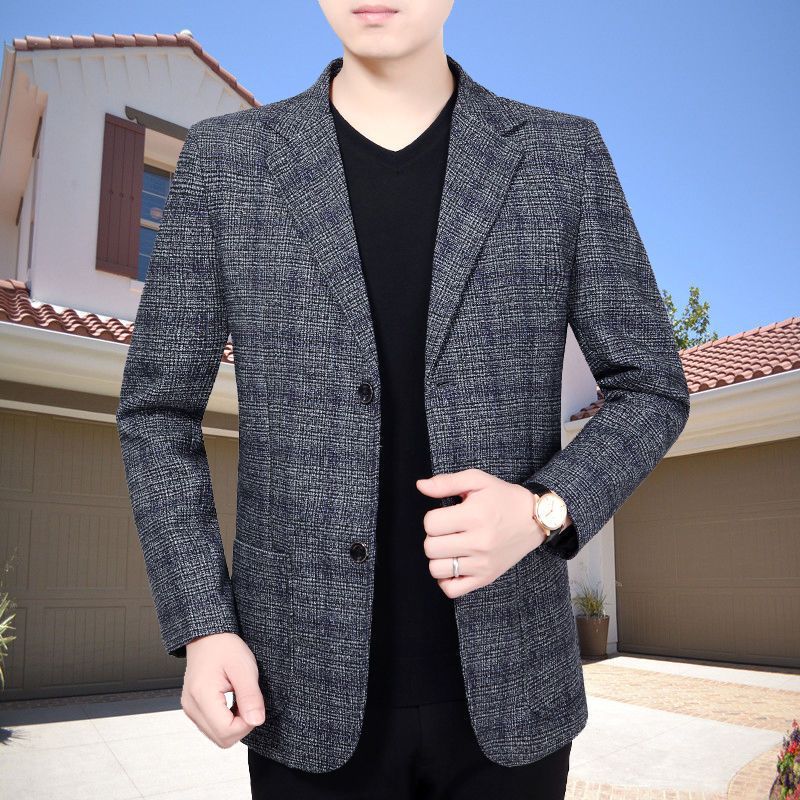 休闲西装男中青年外套休闲男士韩版修身小西服爸爸时尚装单西上衣