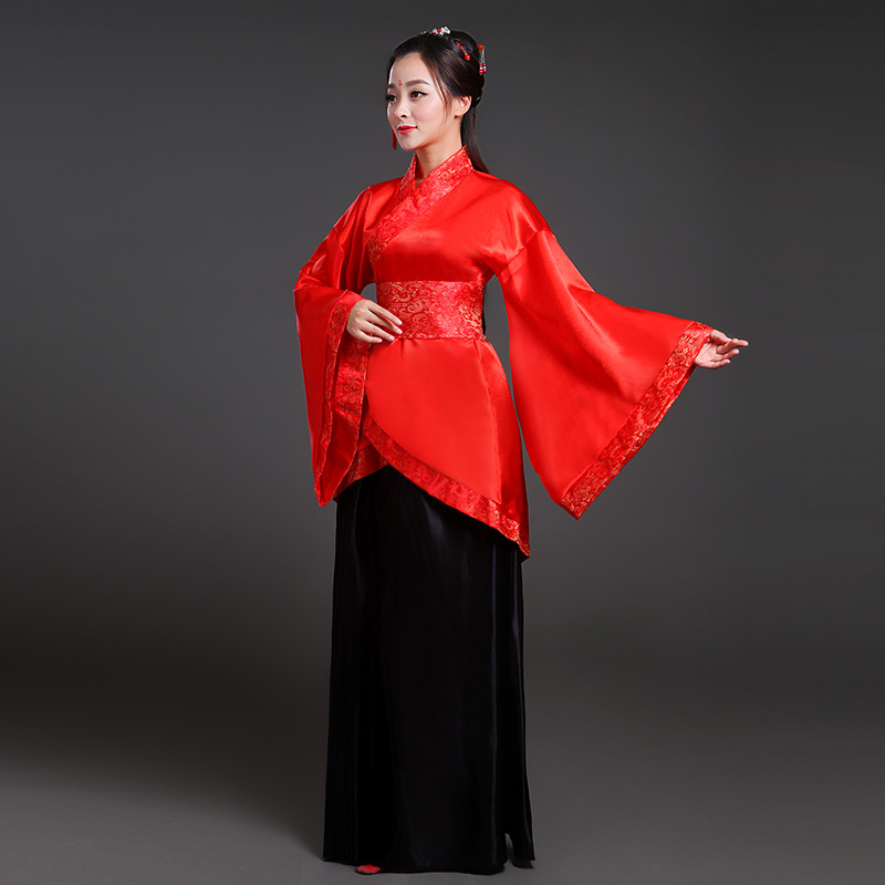 女古装汉服复古汉唐民族风年会毕业典礼演出服改良曲裾成人礼服装