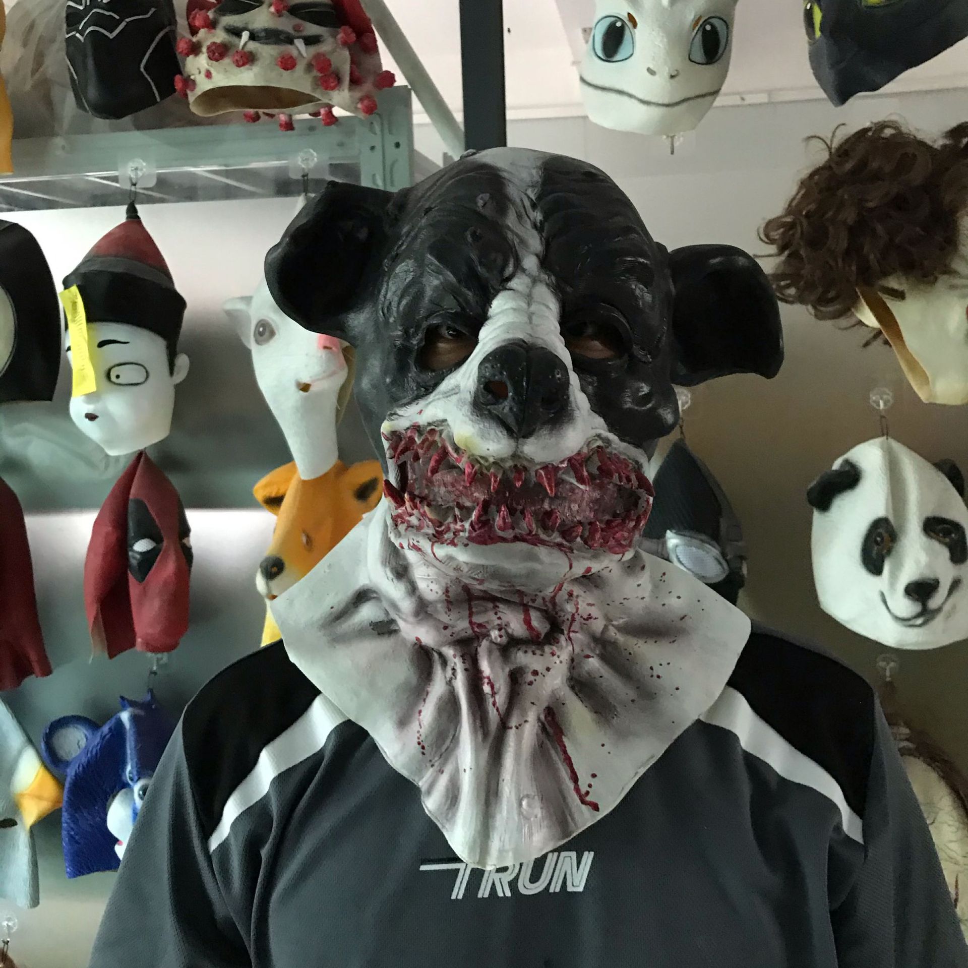 2021新款万圣节血腥恐怖狗头乳胶半身面具头套活动装扮道具