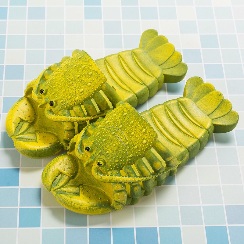 Cute Trending Creative Crayfish Women's Slippers Summer One Family Three Mouth Parent-Child Children Cartoon Beach Holiday Sandals