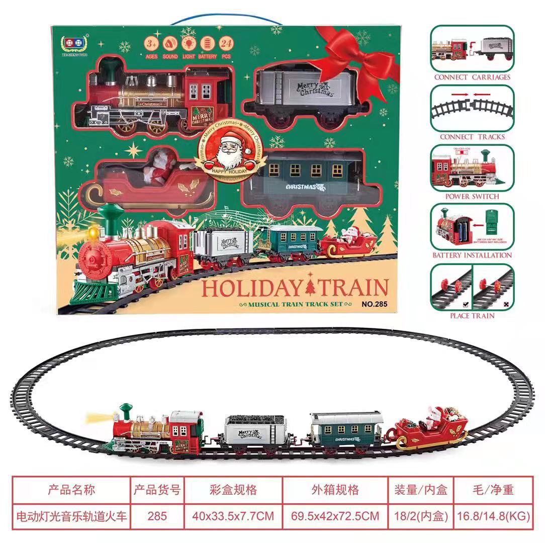Two-in-One Hanging Christmas Tree Track Toy Train with Sound Effect Light Christmas Train Decoration Toy Gift