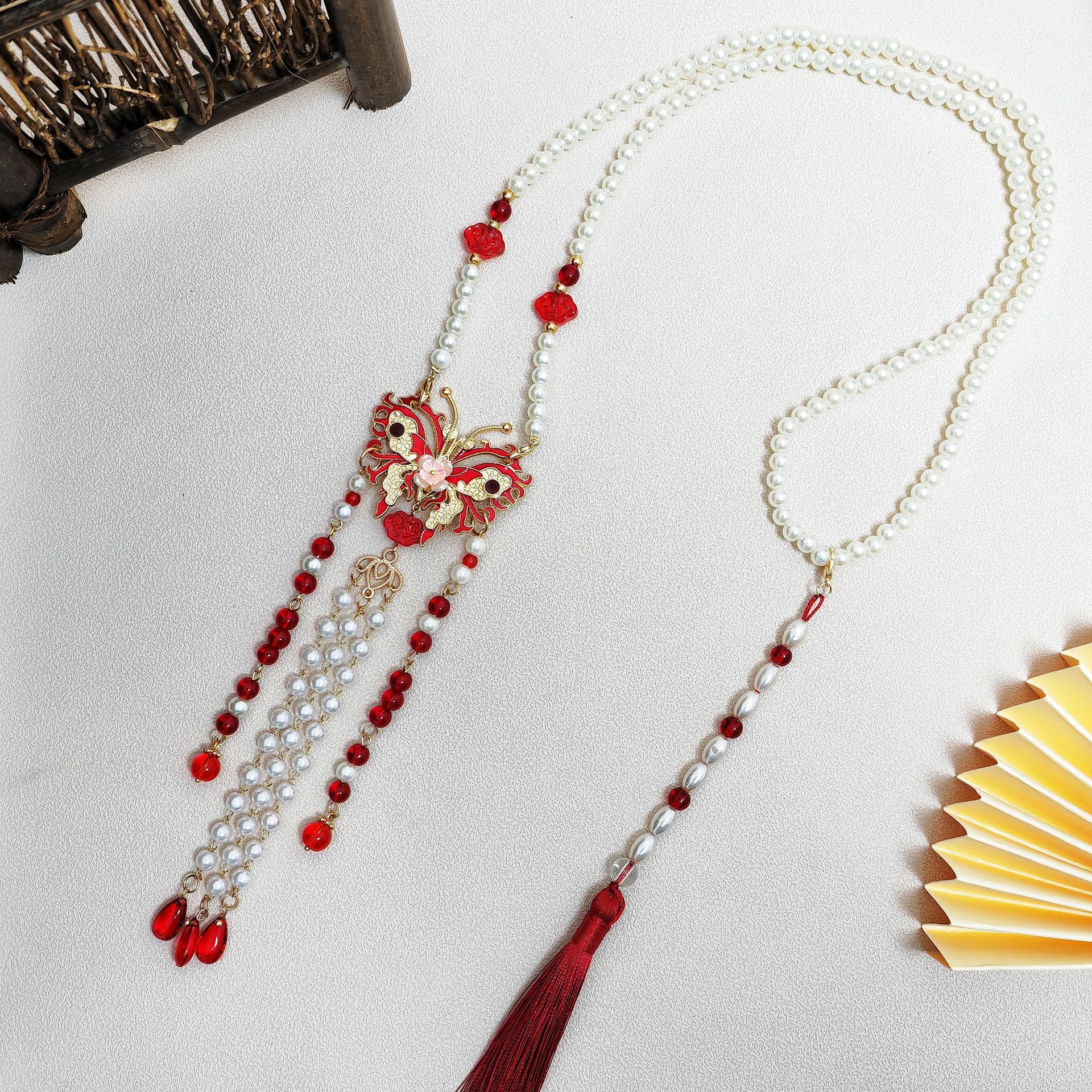 古风明制汉服长璎珞背云流苏项链复古颈链新中式马面裙国风配饰女