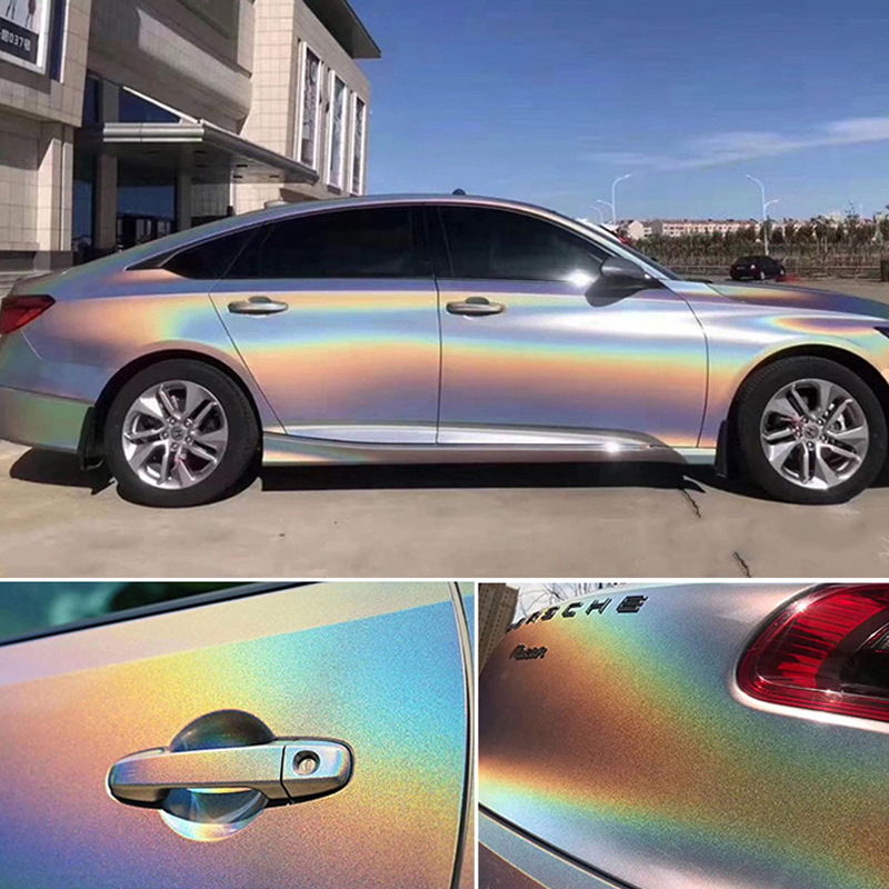七彩彩虹镭射白镭射黑镭射粉蒂芙尼汽车漆面改色膜亮哑面车身改色
