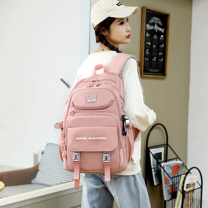 New Middle School Student Junior's Schoolbag Female College Student Female Spine Protection Burden Reduction Large Capacity Korean Style Backpack Wholesale