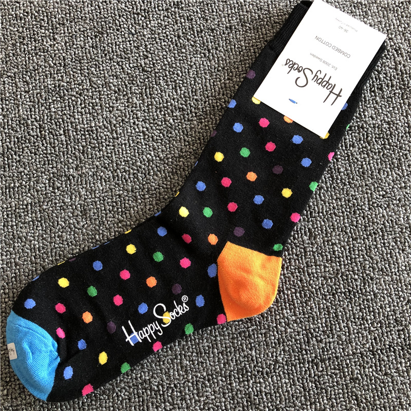 happy socks新款高品质时嗨皮女袜中筒潮袜情侣长美腿袜子 可代发