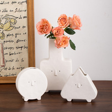 白色创意简约猫咪插花陶瓷花瓶装饰干花水培餐桌客厅玄关艺术摆件