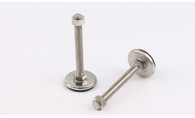 dj-50-12-100碳钢材质可调脚杯 胶垫镀镍水平调整脚 橡胶减震地脚