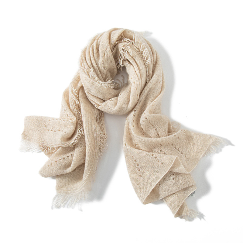 纯色100纯山羊绒围巾女 薄款长款空调披肩 秋冬保暖-阿里巴巴