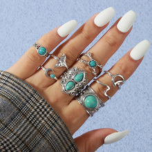 W277丽萌饰品厂家欧美时尚金属戒指8个复古精致个性几何戒指套装
