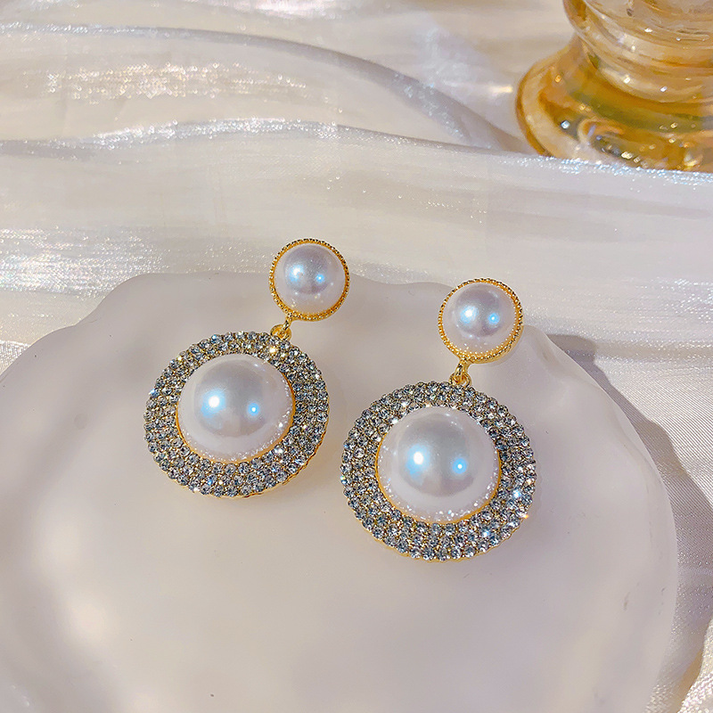 French Retro Baroque Pearl Earrings Women's Light Luxury High-Grade Niche Earrings S925 Popular Alloy Earrings