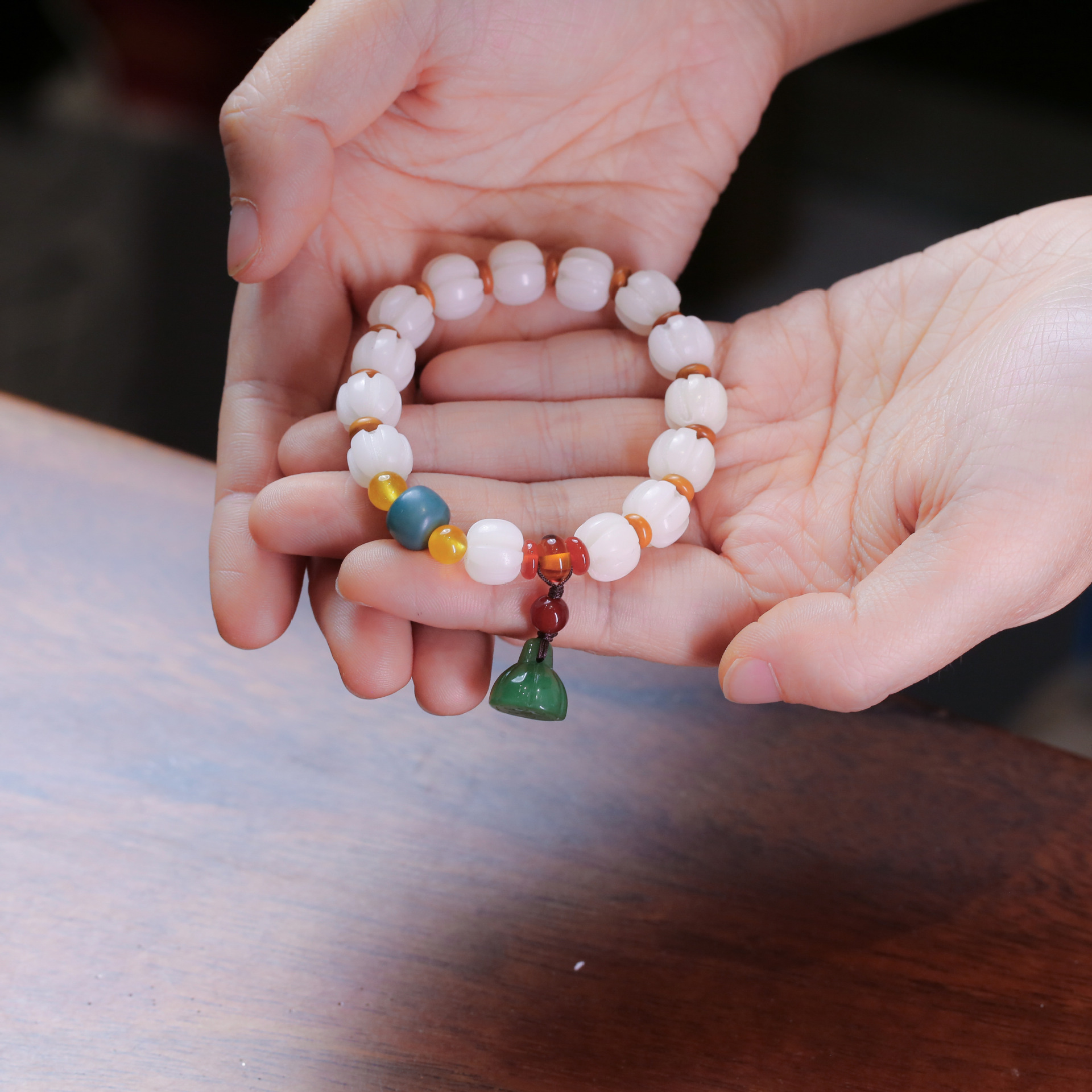 法喜南瓜手串菩提手链女天然白菩提莲花菩提子手把件饰品手持佛珠