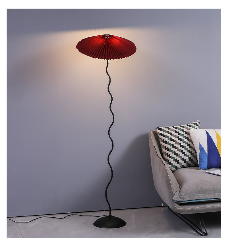 落地灯艺术灯布艺灯罩灯led灯雨伞灯弯曲灯ins网红灯拍视频直播灯