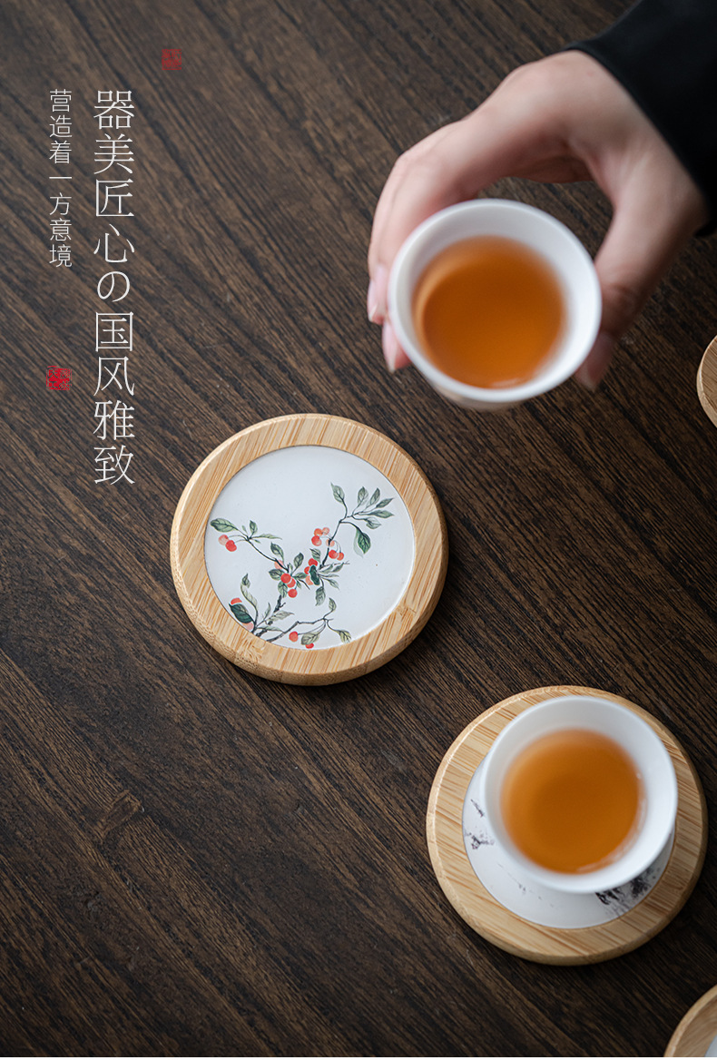 中式竹制茶杯垫隔热垫创意防滑耐热茶杯托垫子功夫茶具茶道零配件