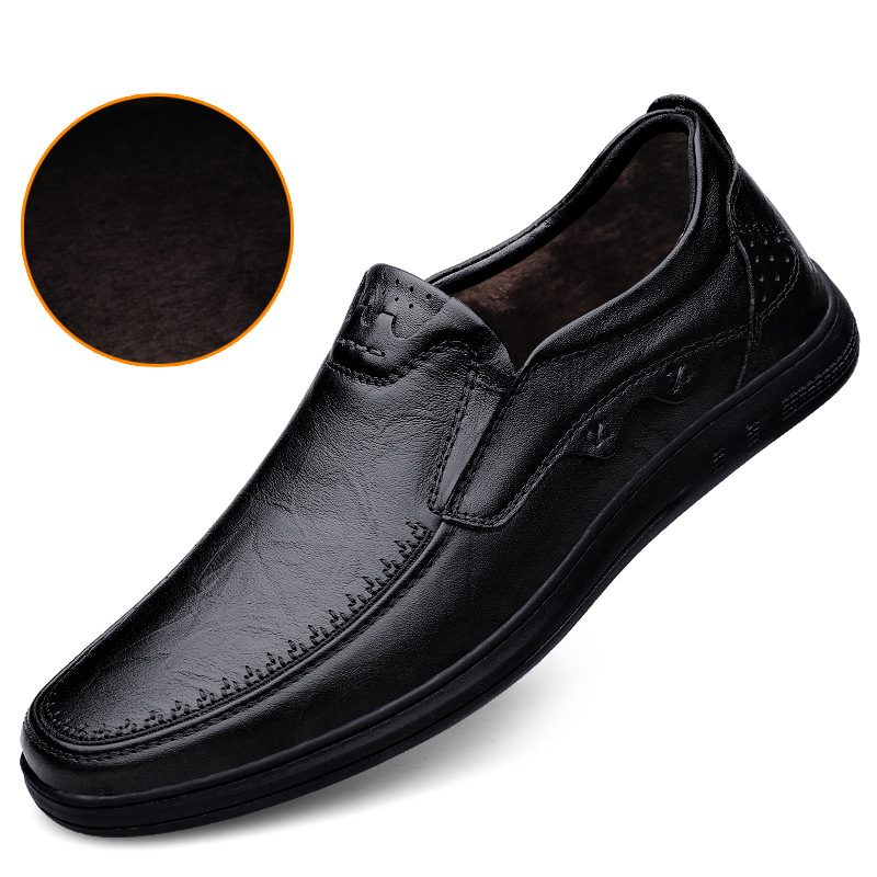 Spring 2024 Men's Leather Shoes Four Seasons Top Layer Cowhide Soft Leather Soft Bottom Breathable Business Leather Shoes Loafers