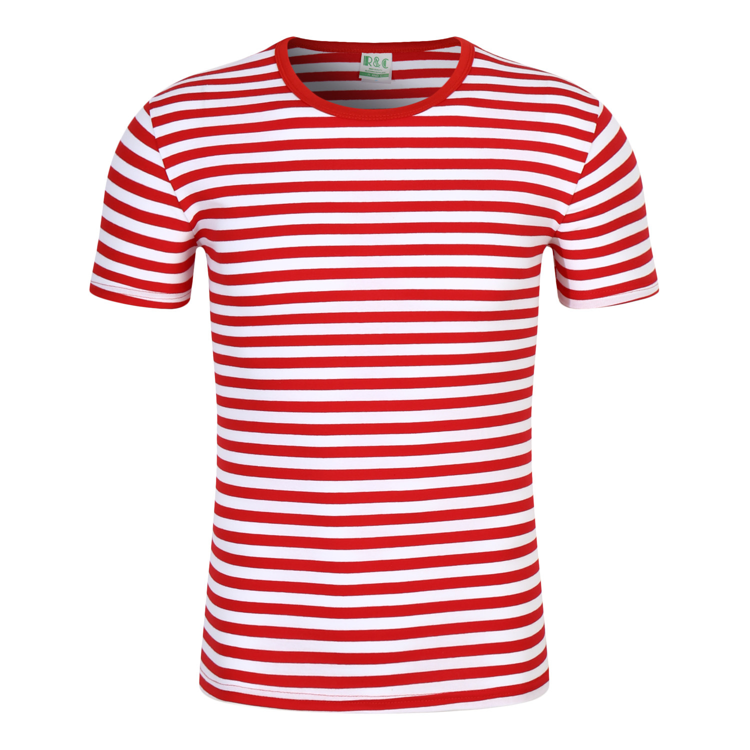 Navy-Striped Shirt Customized round Neck Short Sleeve Business Work Clothes Advertising Shirt DIY Outdoor Sports T-shirt Printed Logo
