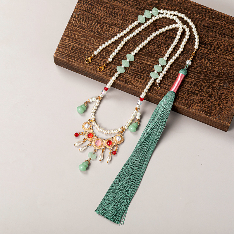 古装汉服软璎珞背云长款流苏明制马面裙项链宋制古风颈饰项圈配饰