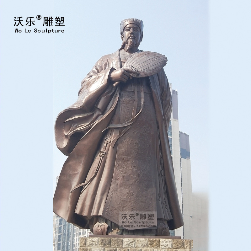 铸铜骑马历史人物雕像英雄人物雕塑人物诸葛亮雕塑骑马将军铜像