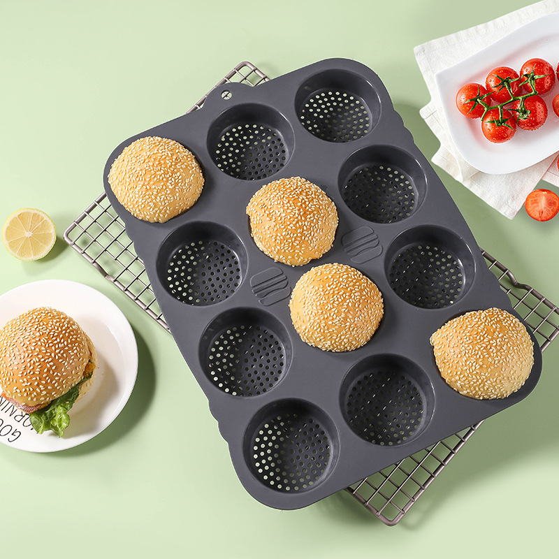 Cross-Border Hot Selling Hamburger Loaf Form Sets 12-Piece French Loaf Form Household Food Grade Non-Stick Baguette Tools