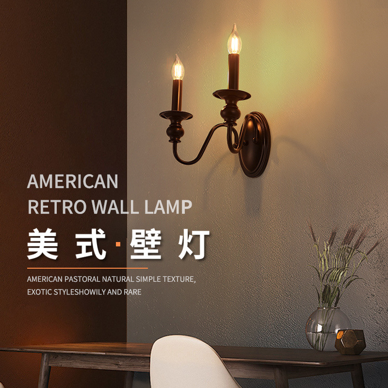 Cross-Border American Retro Living Room Restaurant Hotel Internet Coffee Personalized Creative Retro Wall Lamp Aisle Corridor Candle Wall Lamp