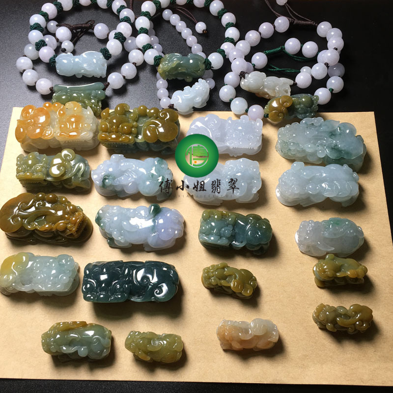 缅甸翡翠一件代发霸王皮休吊坠18k金镶嵌挂件a货貔貅手链-阿里巴巴