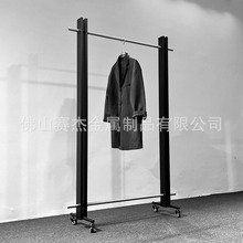 服装店展示架黑色中岛架服装中岛台轮子女装不锈钢侧挂陈列货架