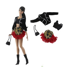 30厘米6分换装娃娃超模心怡时装迷彩流苏短裙装包包4件套玩具配件