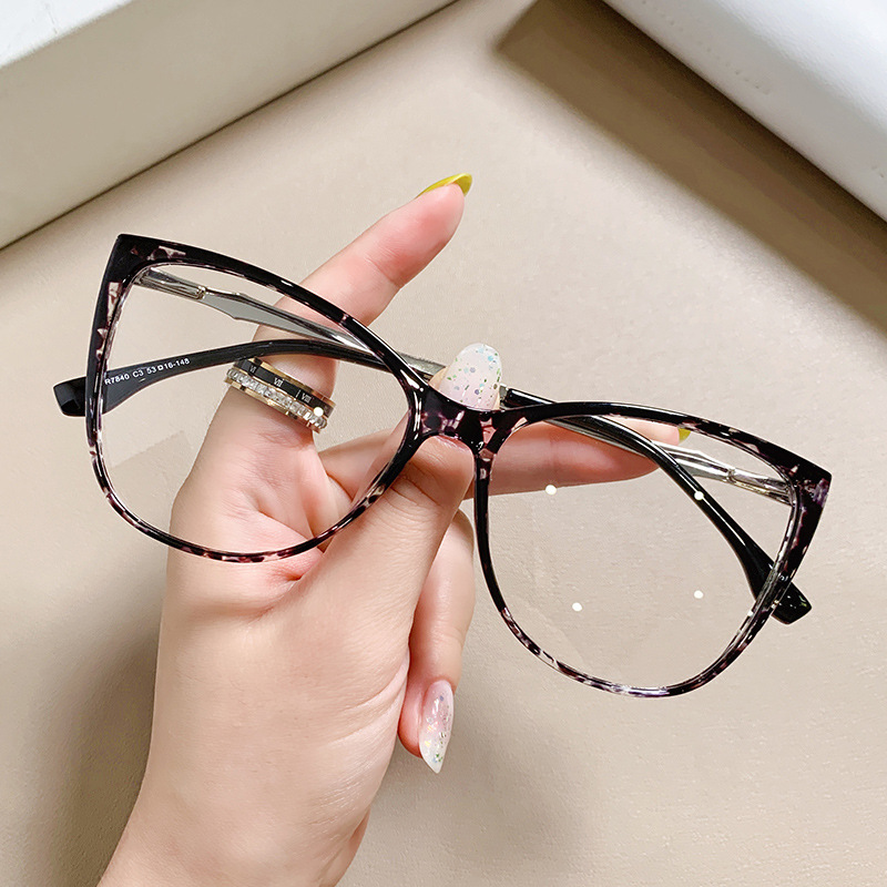 7840款外销女士超轻透明多色眼镜个性时尚猫眼防护TR90厂家现货