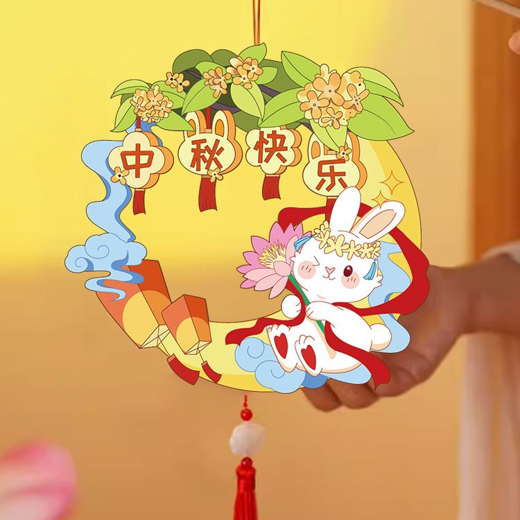 中秋灯笼2024新款中国风儿童手提发光卡通小兔子花灯宫灯diy-阿里巴巴