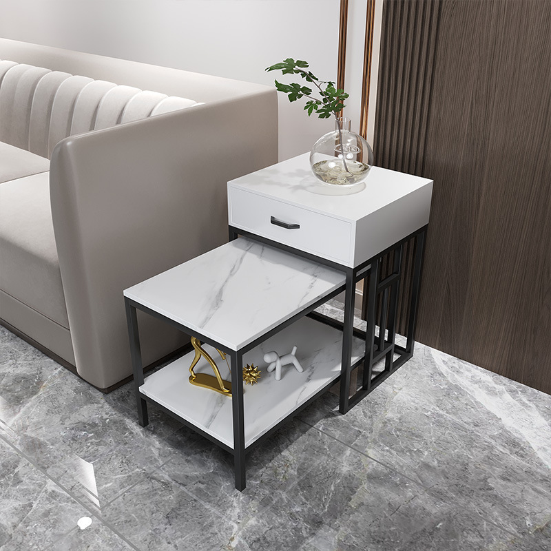 轻奢沙发边柜岩板侧边柜客厅收纳小茶几新中式组合角几现代边几桌