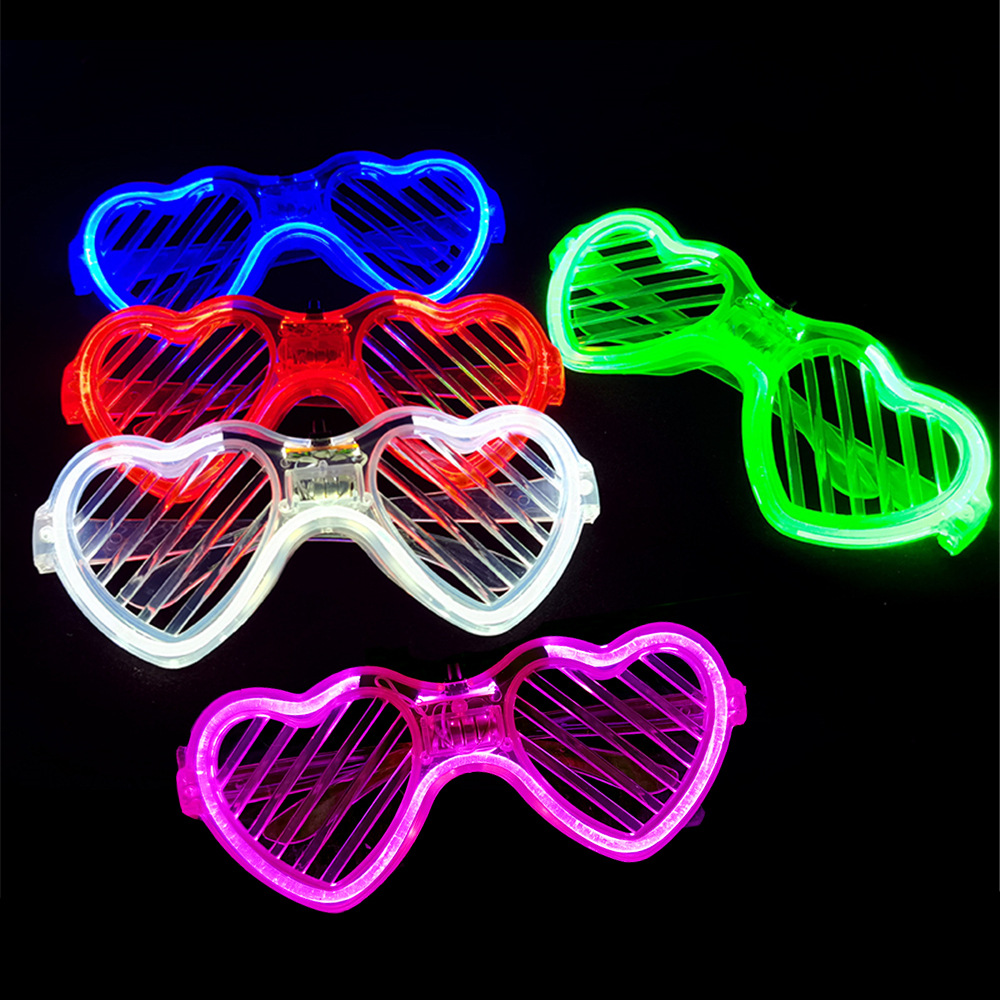 Cross-Border Hot Sale Luminous Glasses Party Decoration Bar Love Blinds Led Music Festival Stall Toys
